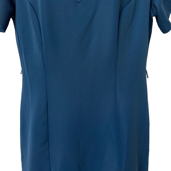 Vintage Mynette Dress Blue 60s Midi Length Short Sleeves Women's Size Large - Picture 7 of 13
